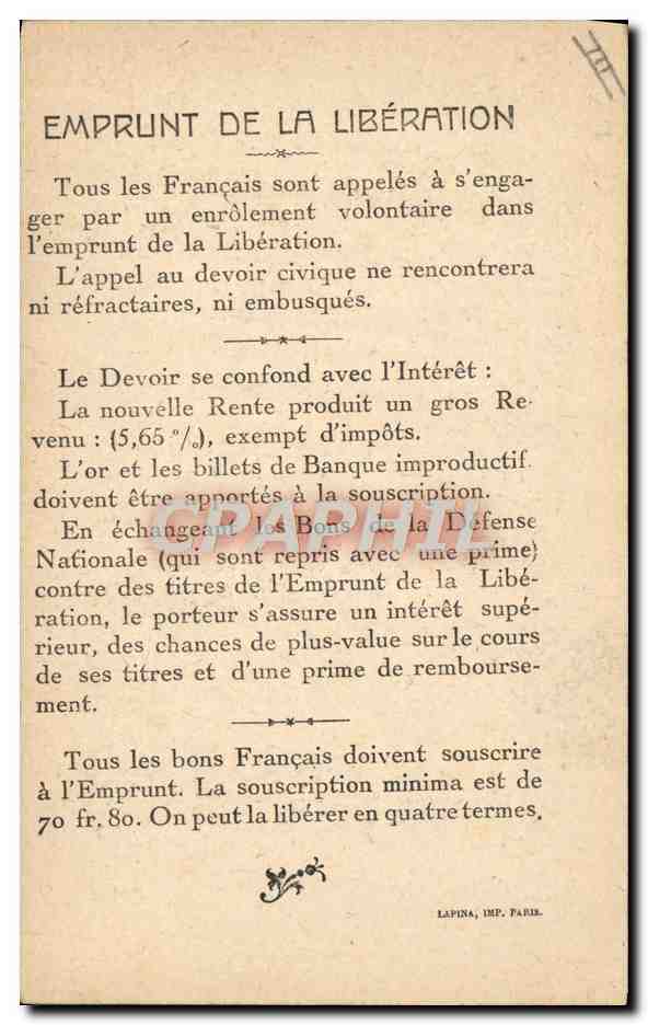 CPA Militaria Emprunt de la liberation Marechal Foch  — Rückseite