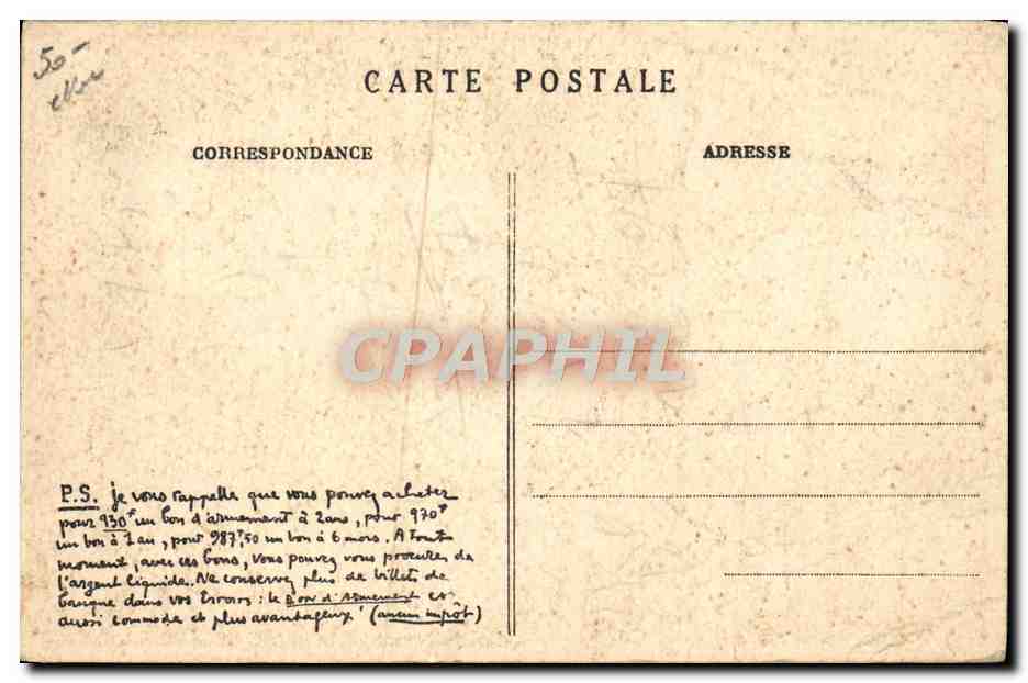 CPA Militaria Bons d'armement  — Verso