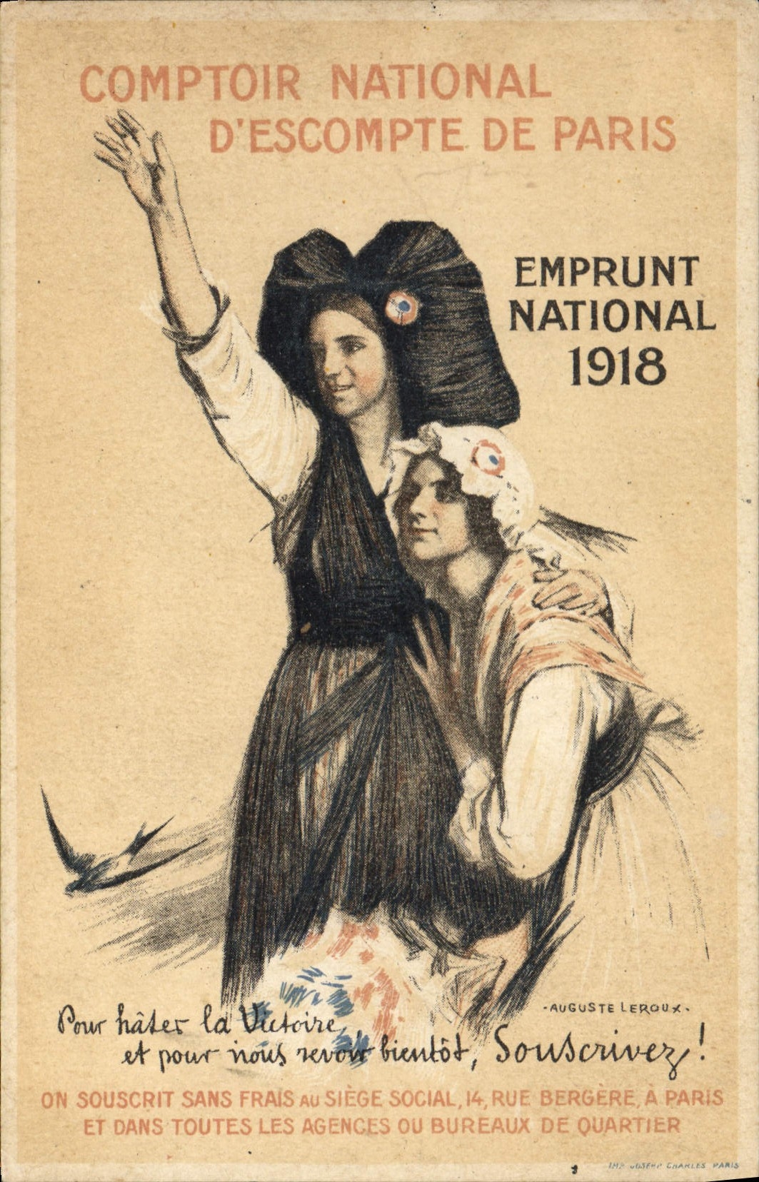 CPA Militaria Comptoir national d'escompte de Paris Emprunt National 1918 Alsace Lorraine