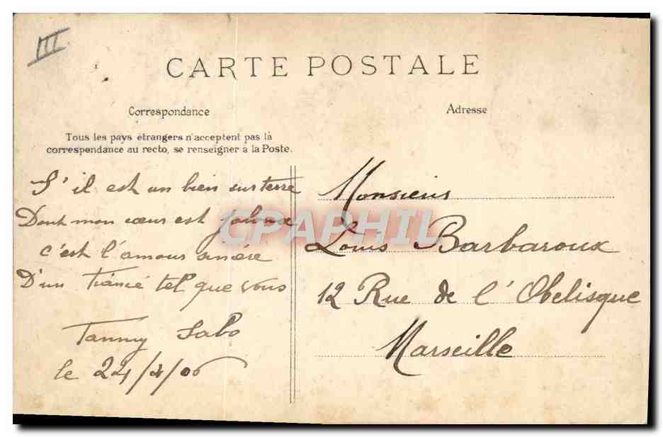 CPA Folklore Galanterie villageoise  — Verso