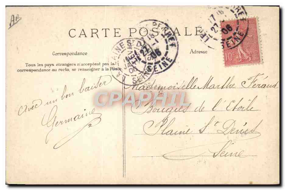 CPA Folklore Une louee de servantes — Verso