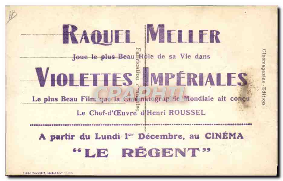 CPA Cinema Andre Roanne Violettes imperiales Henri Roussel Napoleon — Verso