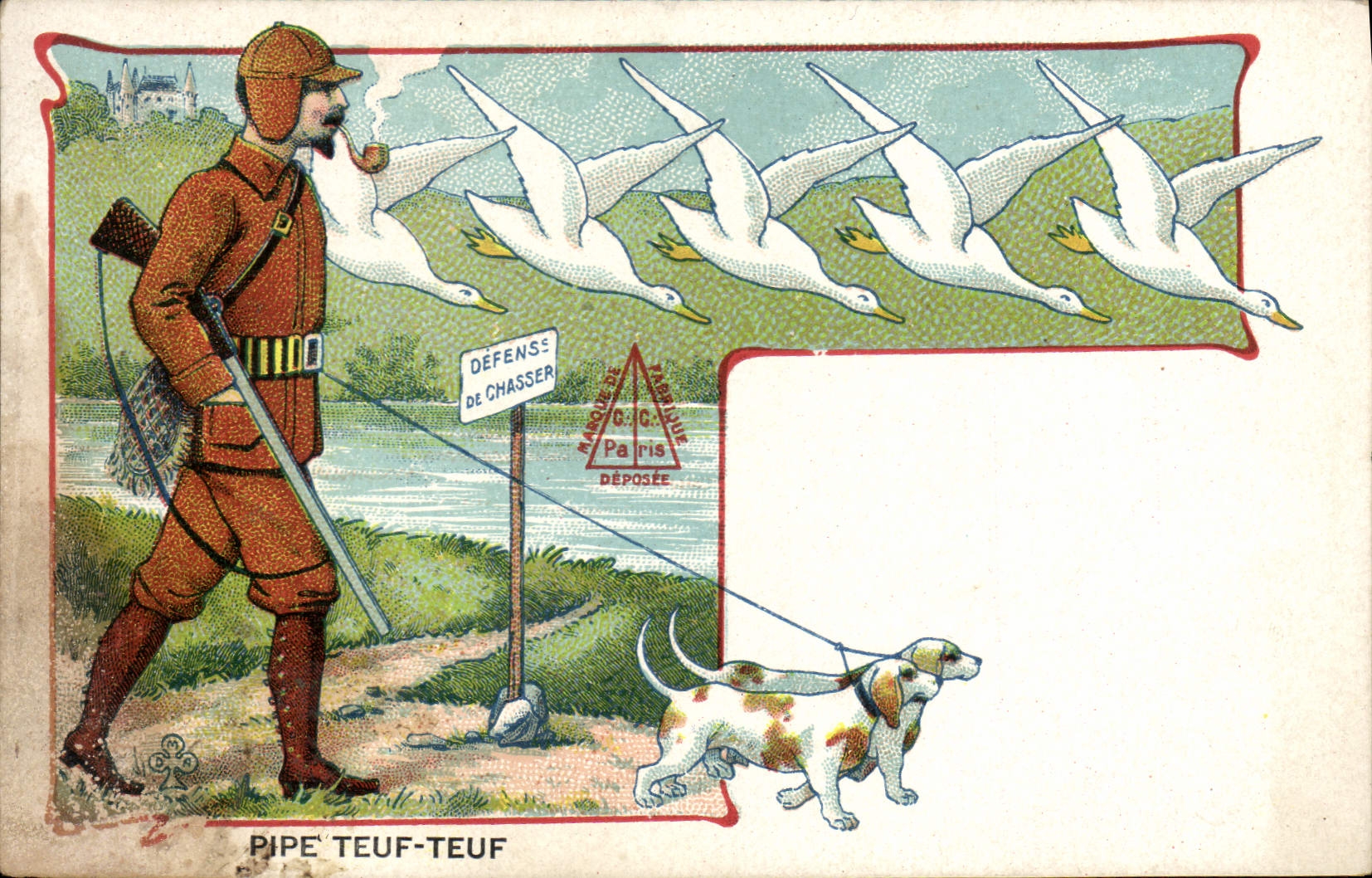 CPA Folklore Tabac Pipe Teuf Teuf Chien Chasse Chasseur Chiens
