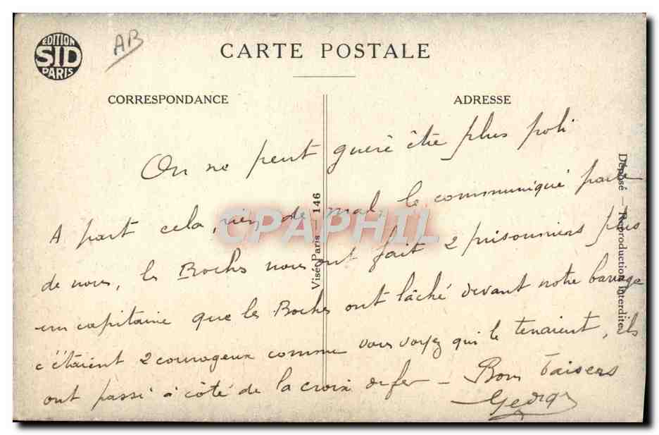 CPA Folklore Tabac Soldat Militaria — Verso