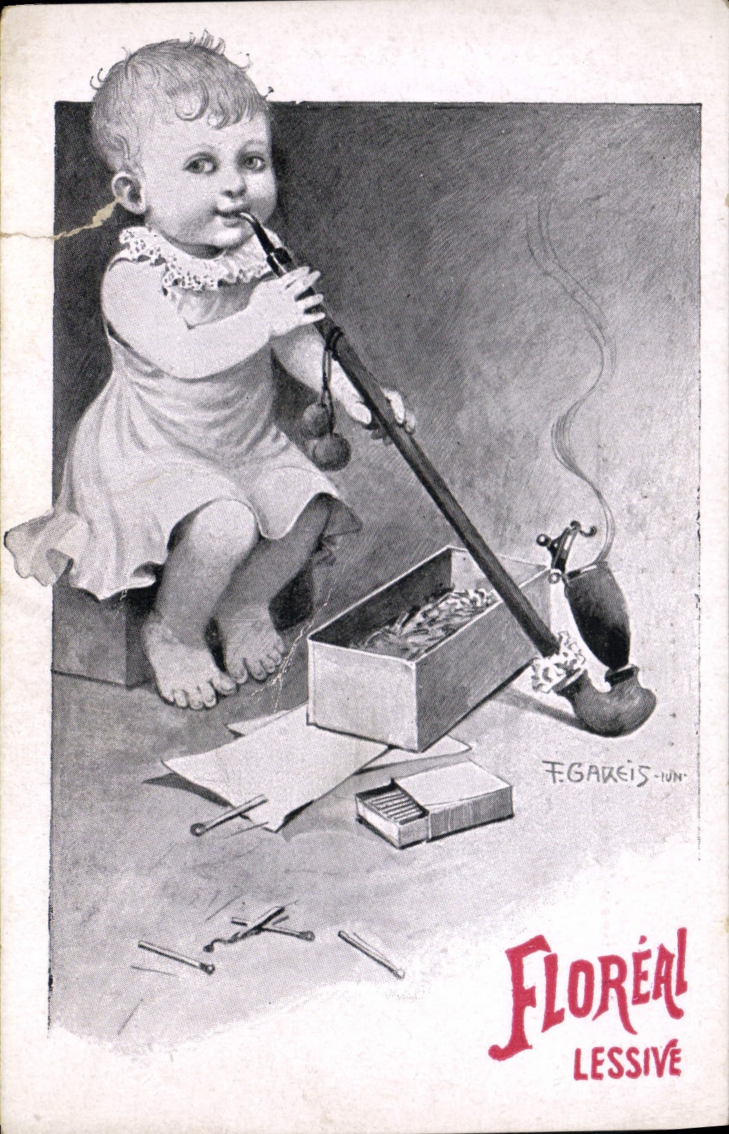 CPA Folklore Tabac Enfant Floreal Lessive 