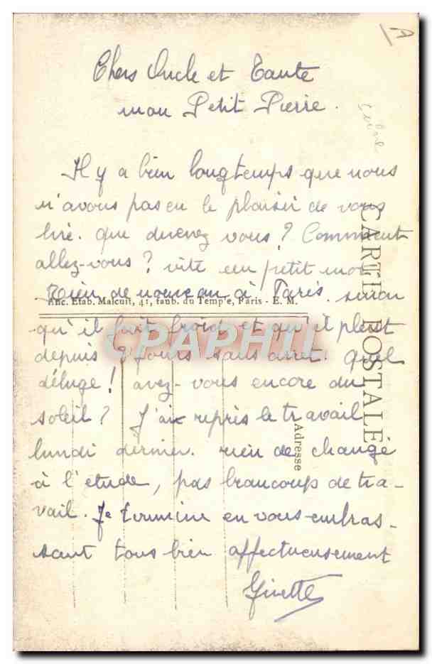 Asnières — Las Orillas del Sena — E.M. n°1228 — Reverso
