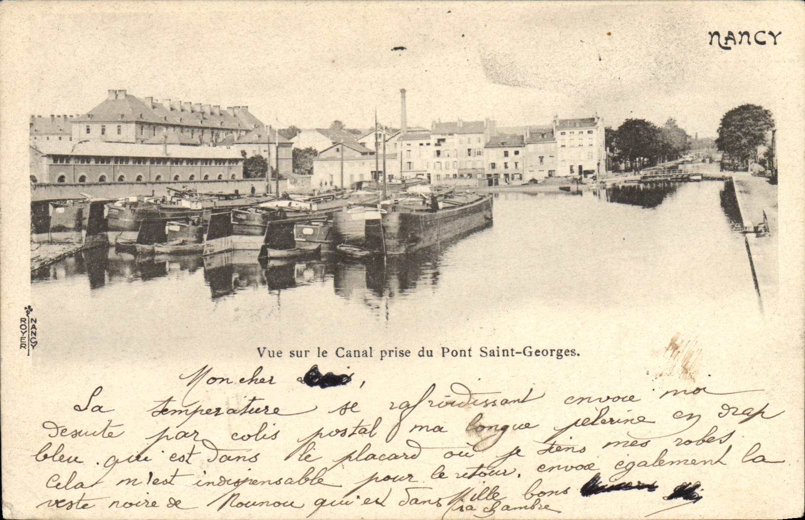Vue sur le Canal prise du Pont Saint-Georges — Nancy — éditeur Bonnet & Nancé