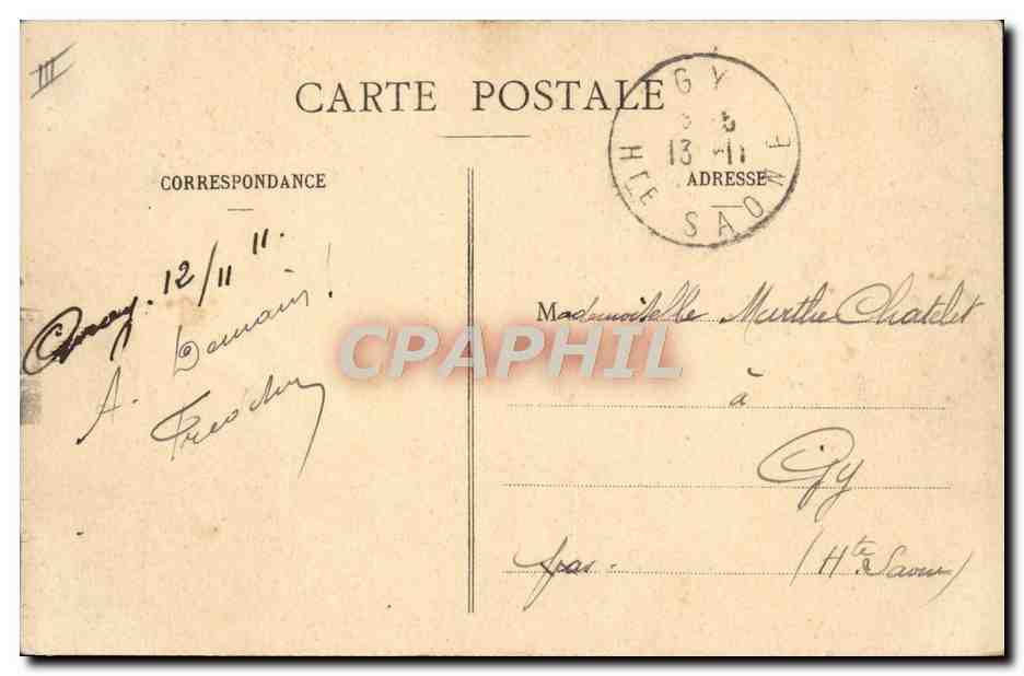 Gray - Vista general, tomada del Puerto de Villeneuve — A. Bergeron, Gray — Reverso