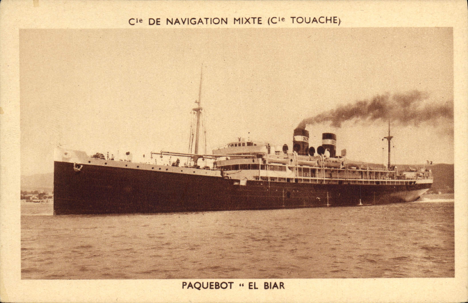 Paquebot "El Biar" — Cie de Navigation Mixte (Cie Touache) — Hélio Audry, Marseille