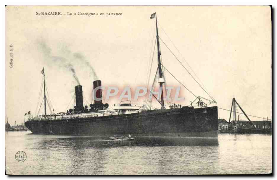 St-Nazaire — La « Gascogne » en partance — Collection L. B.