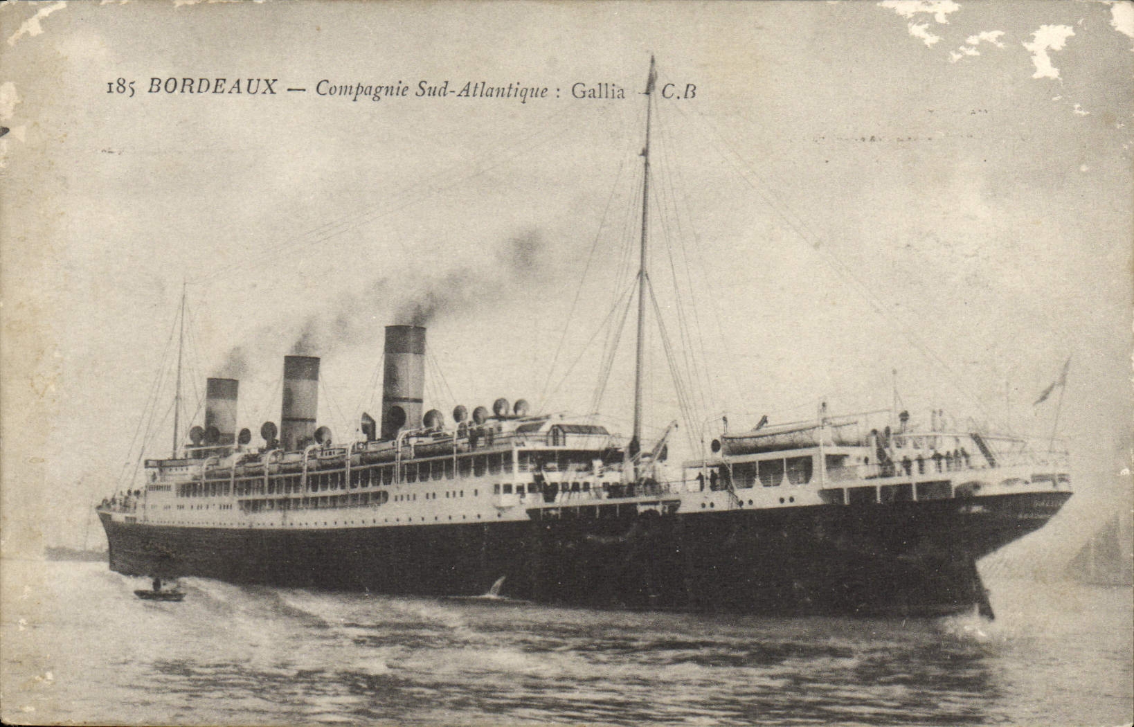 CPA Bateau Paquebot Bordeaux Compagnie sud Atlantique Gallia 