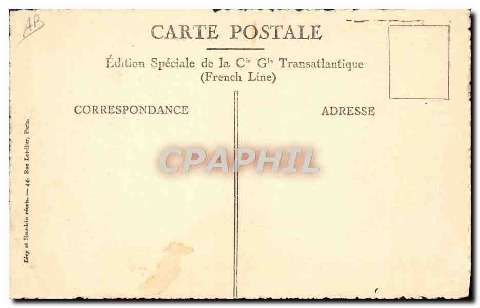 CPA Bateau Paquebot SS de Grasse Pont promenade  — Verso