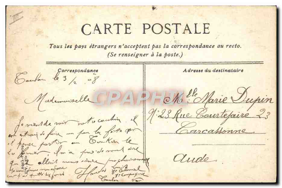 La Gascogne — navire à vapeur — éditeur L. Lecy, n° 1023 — Verso