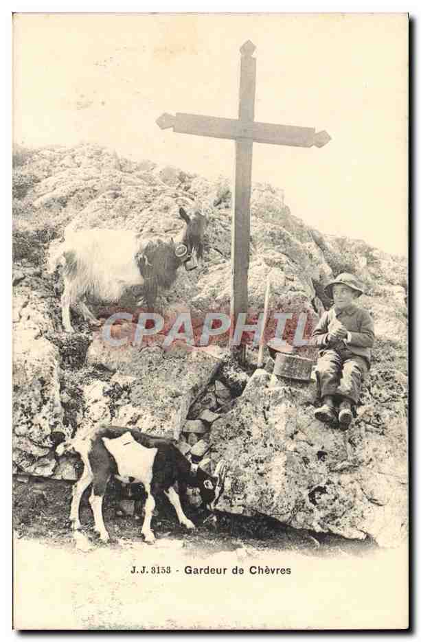 CPA Chevre Enfant Gardeur de chevres 
