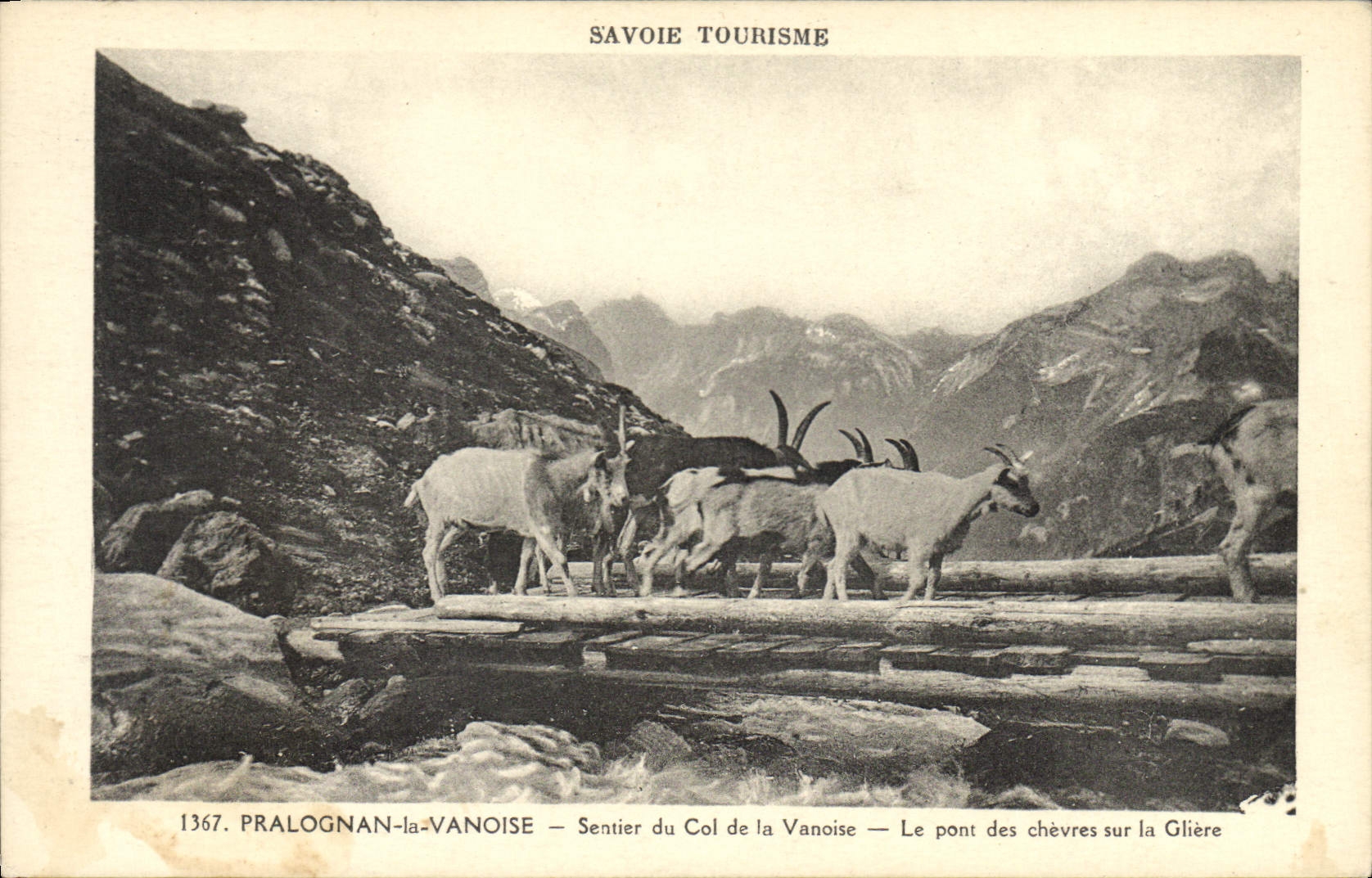 Pralognan-la-Vanoise — Sentier du Col de la Vanoise — Le pont des chèvres sur la Glière — Savoie Tourisme, n° 1367