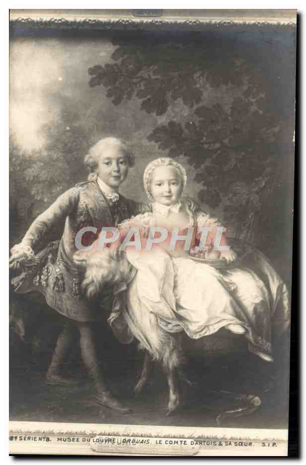 CPA Chevre Paris Musee du Louvre Drouais Le comte d'Artois et sa soeur