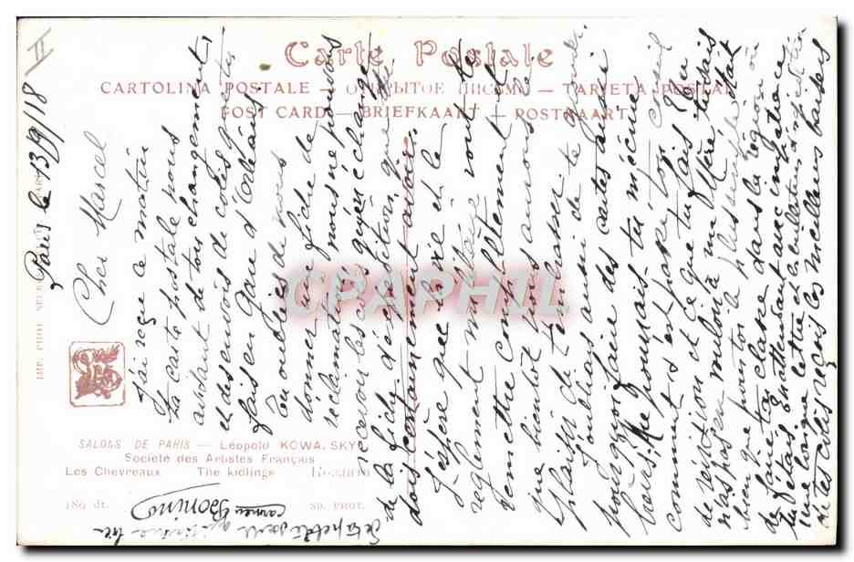 CPA Chevre Salons de Paris Leopold Kowalsky Les chevreaux — Rückseite