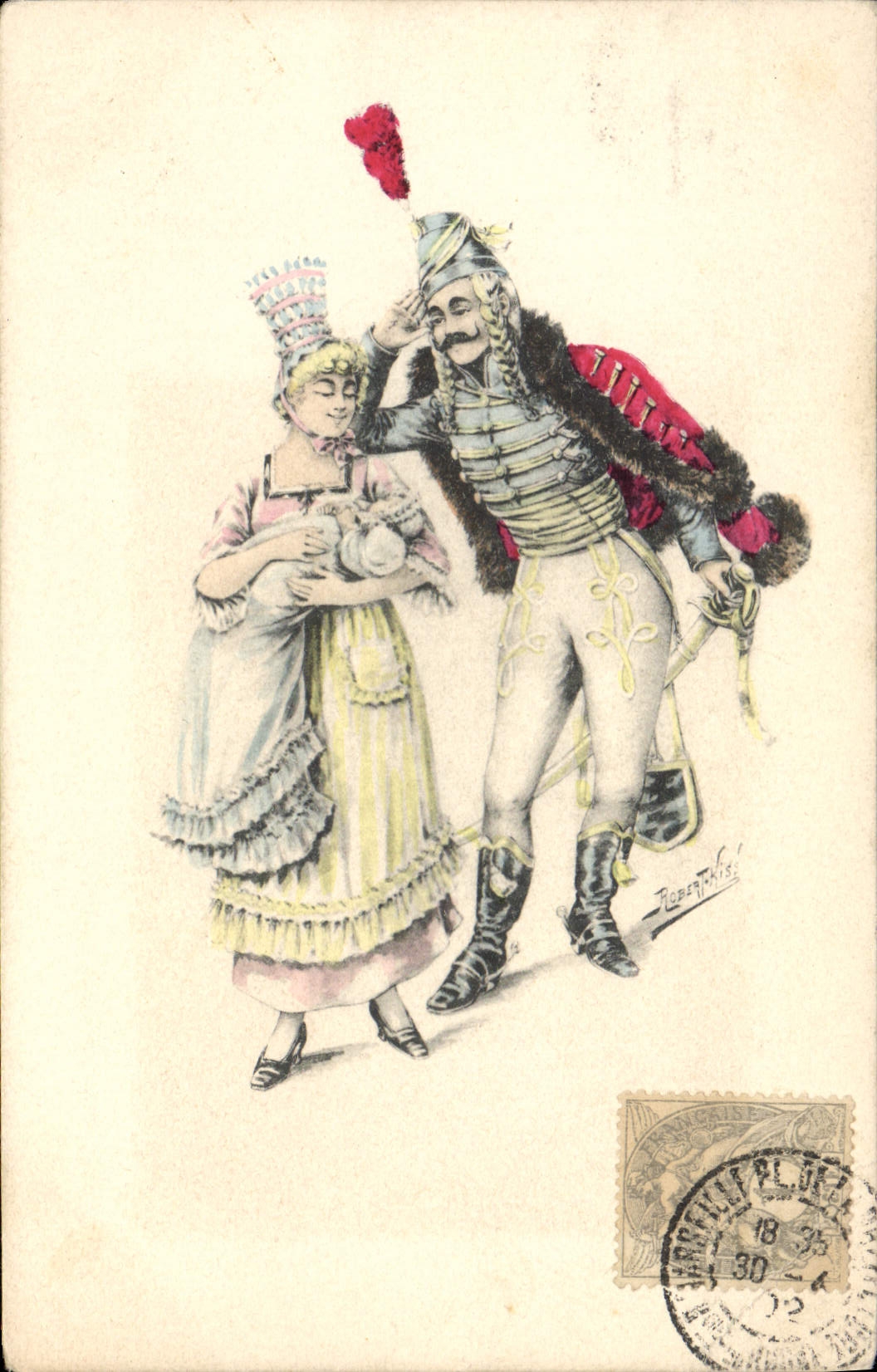 Cavalier et dame en costume de théâtre — Robert Pléz — Série 954