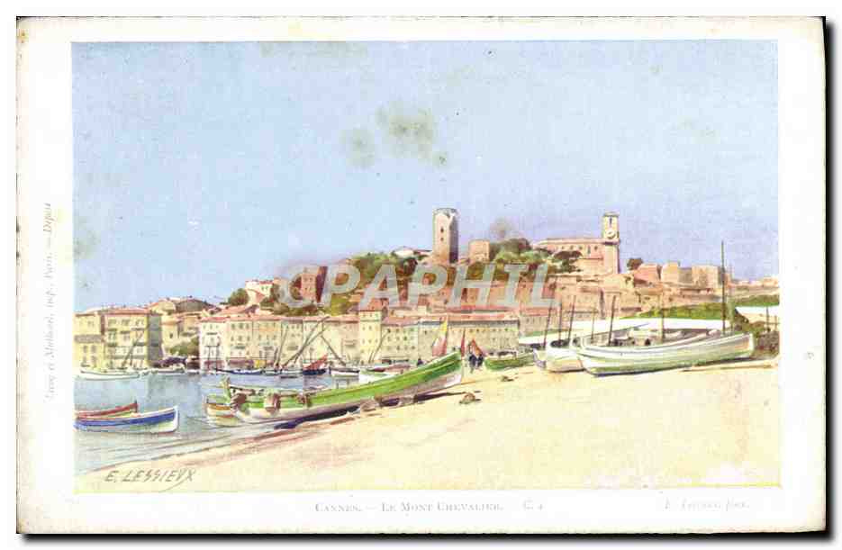 CPA Fantaisie Illustrateur Lessieux Cannes Le Mont Chevalier 