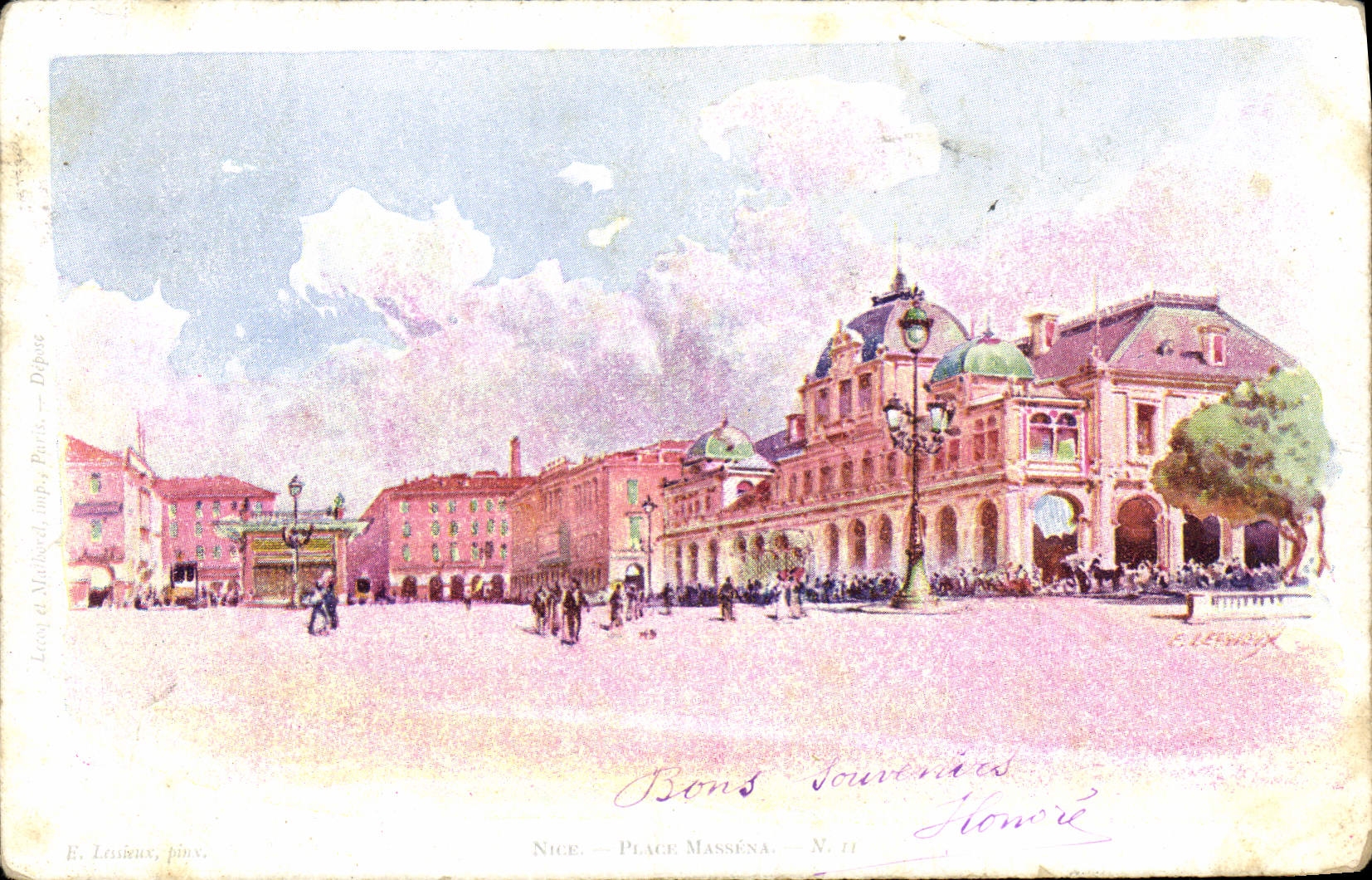 CPA Fantaisie Illustrateur Lessieux Nice Place Massena 
