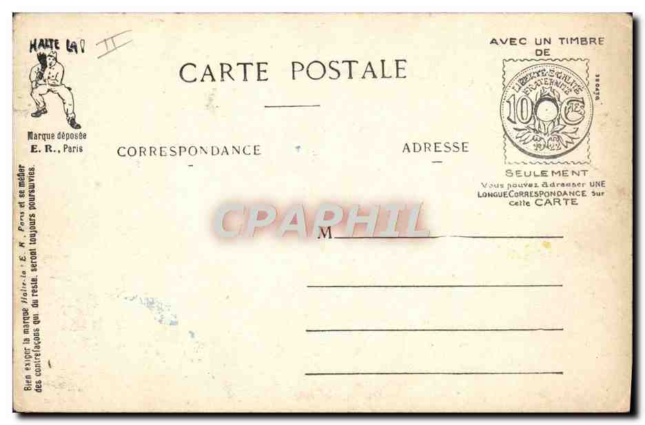 CPA Fantaisie Militaria Patrouille d'observation Avion — Achterkant