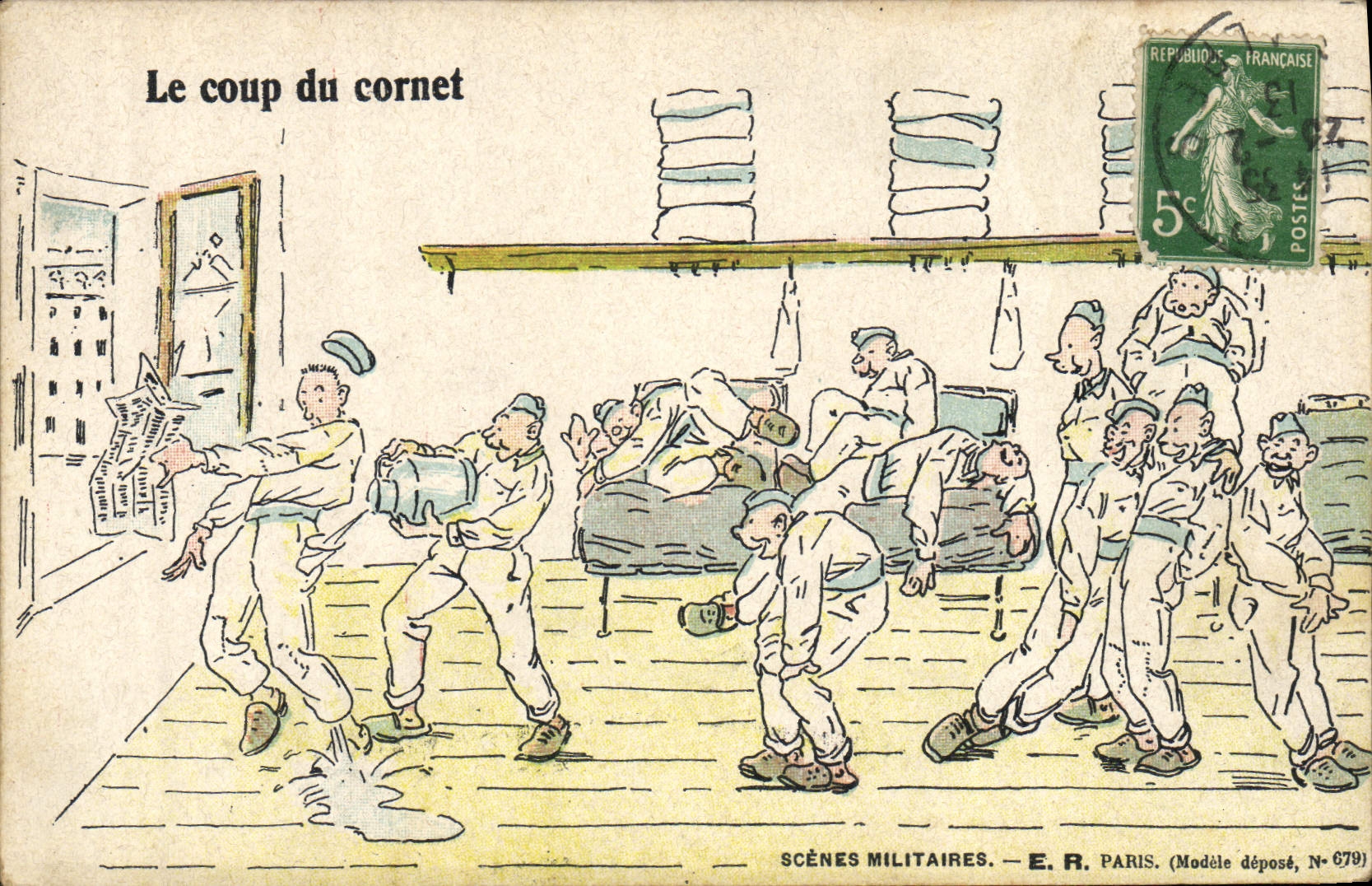 Scènes militaires — Le coup du cornet — E.R. Paris, N° 679