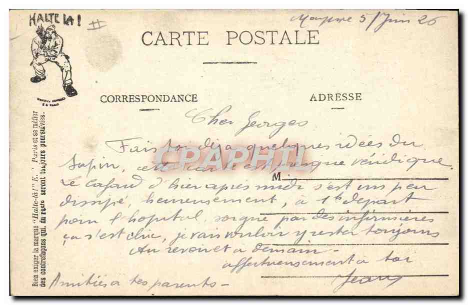Scènes Militaires — Extinction des Feux — HALTE-LÀ! E.R. (modèle déposé) — Verso