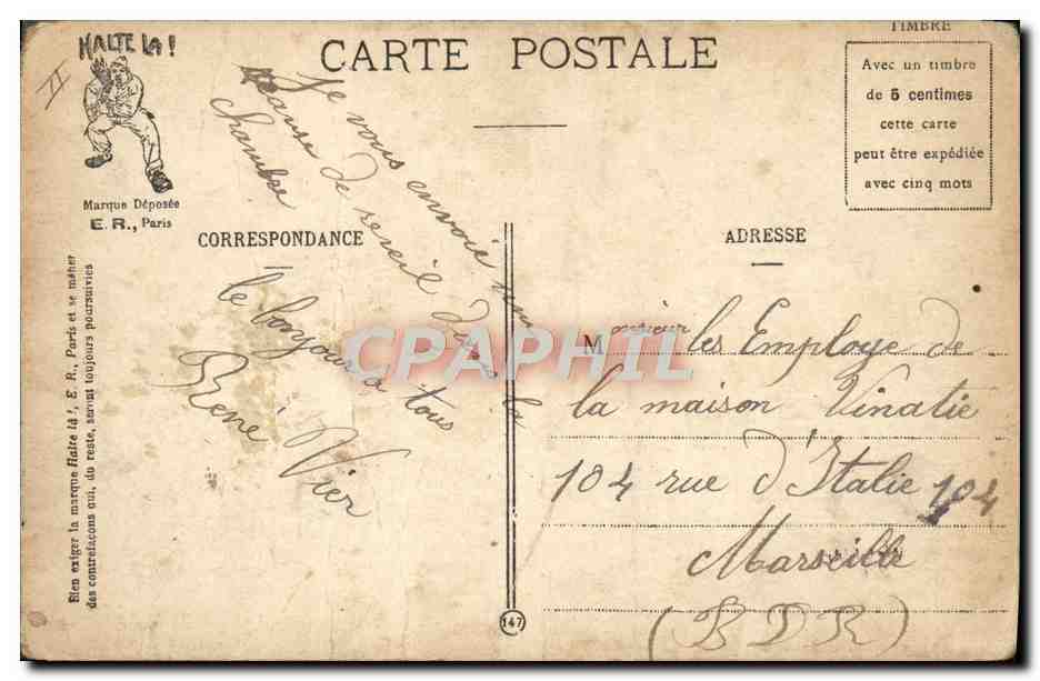 Les cinq sens du soldat — L'Odorat — E.R. Paris (Modèle déposé) — Verso