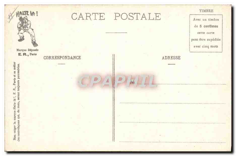 Les rêves d'un homme de la classe — La sortie de la caserne — E.R. Paris, n°1809 — Verso