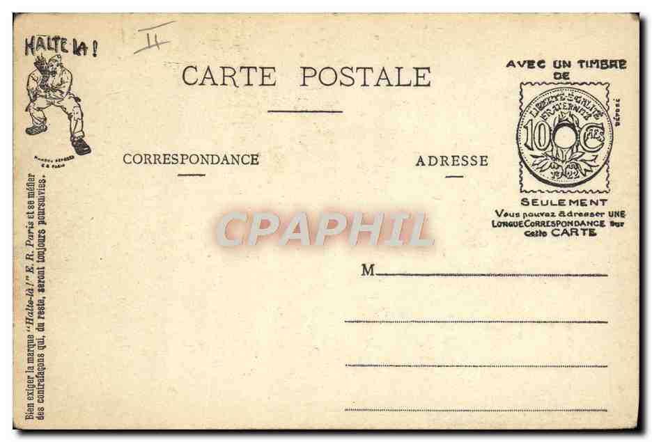 L'Alphabet du Soldat — I. Indigestion d'exercice — E.R. Paris (Modèle Déposé) — Reverso