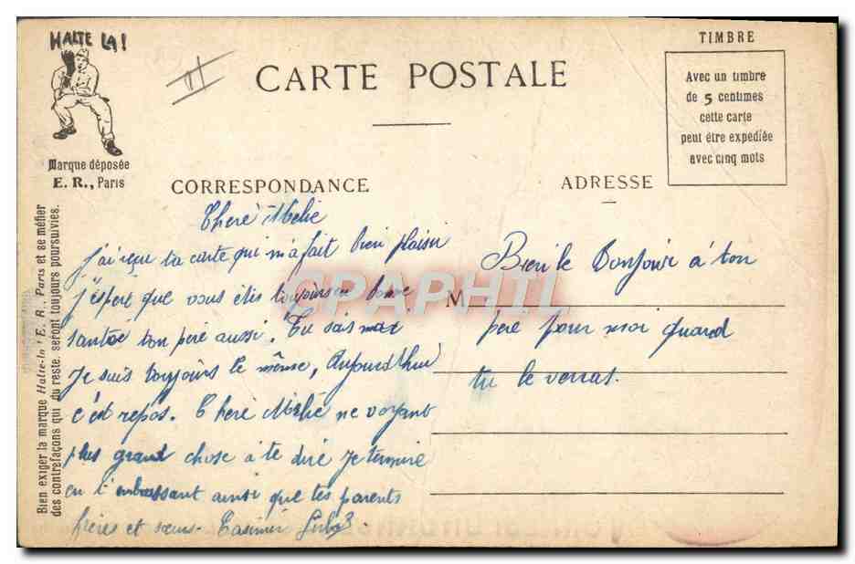 L'ALPHABET DU SOLDAT — Lettre C — Correspondance troublée — E.R. Paris (Mod.Dép.) — Reverso