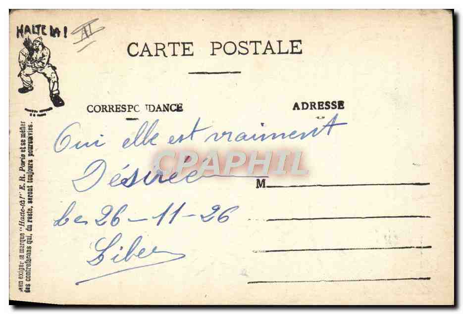L'ALPHABET DU SOLDAT — D pour ÉSIRÉE — E.R. PARIS (Modèle Déposé) — Verso