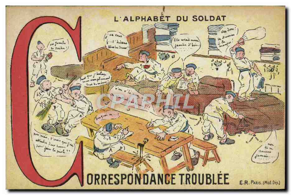 L'ALPHABET DU SOLDAT — C pour CORRESPONDANCE TROUBLÉE — E.R. PARIS (Mod. Dép.)