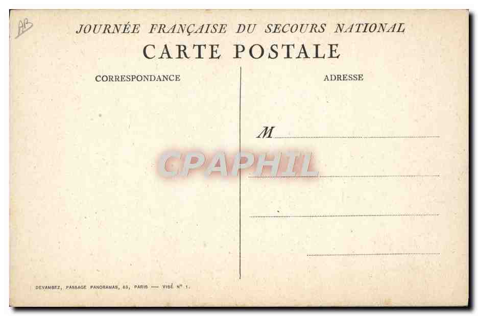 CPA Fantaisie Militaria Marianne Secours National — Rückseite