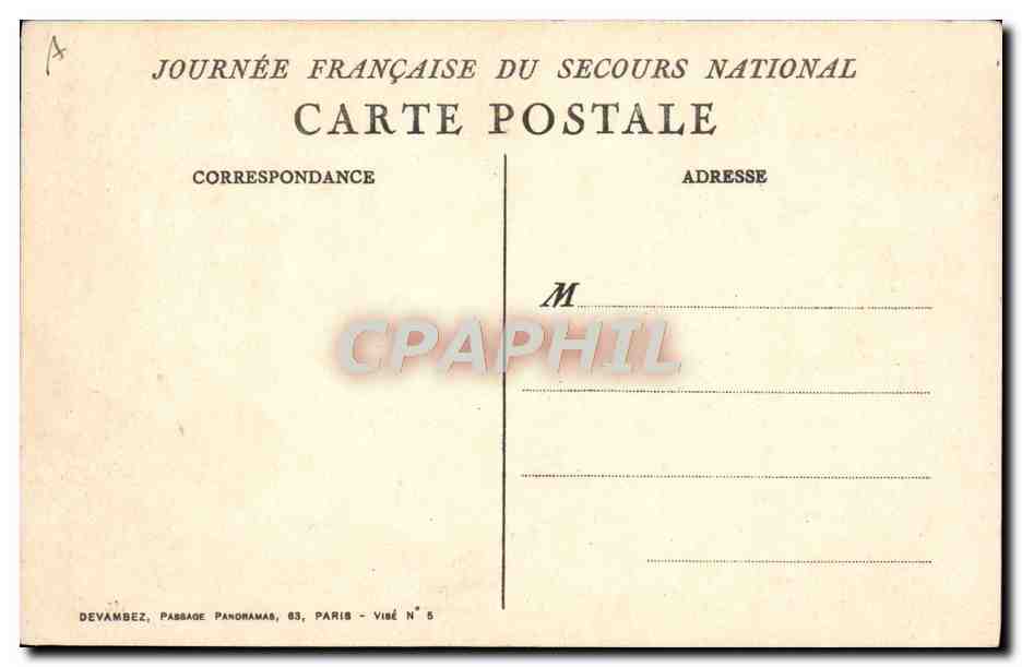 CPA Fantaisie Militaria Femme Secours National — Rückseite