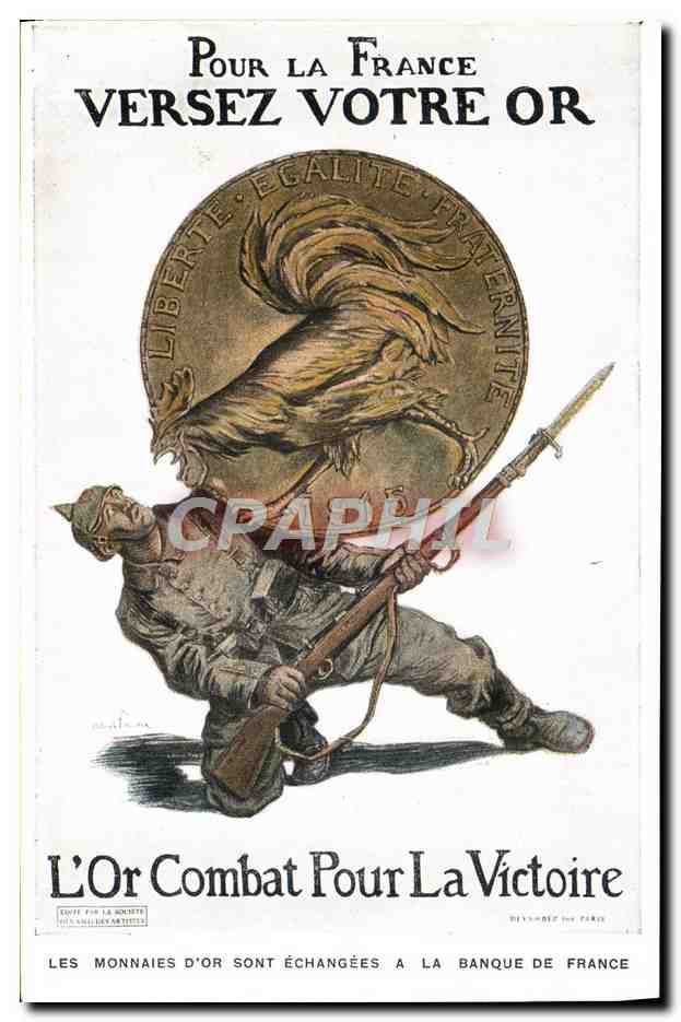 CPA Fantaisie Militaria Pour la France Versez votre or Coq