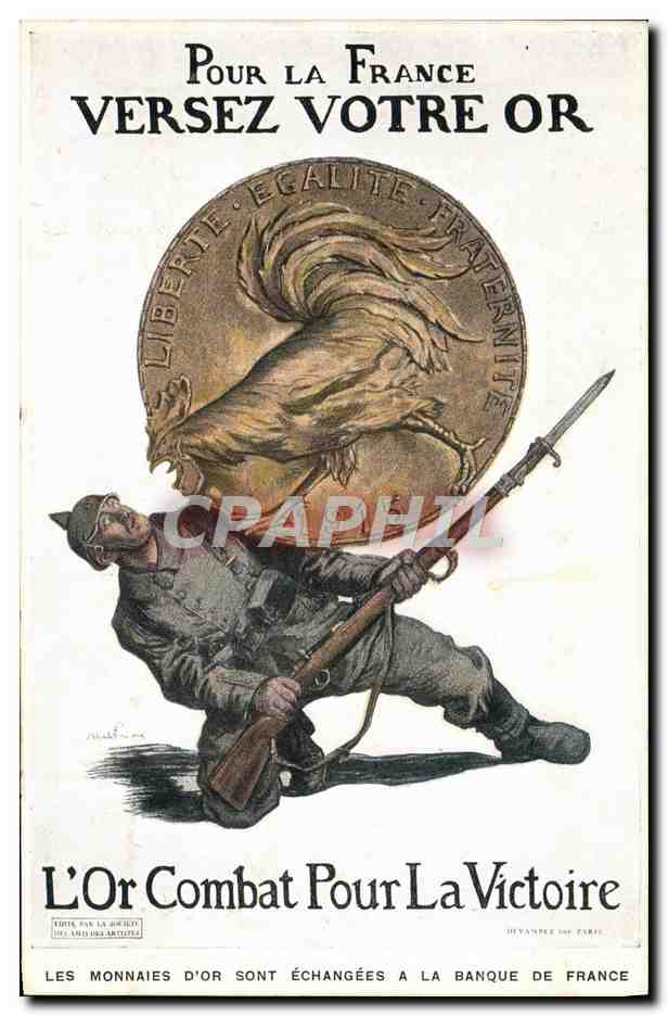 CPA Fantaisie Militaria Pour la France Versez votre or Coq