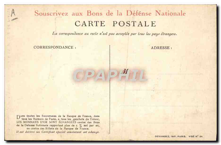 CPA Fantaisie Militaria Pour la France Versez votre or Coq — Rückseite