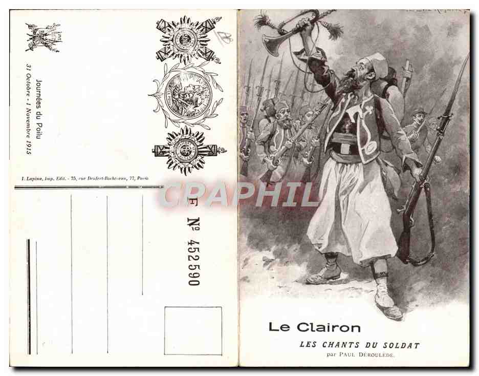CPA Fantaisie Militaria Le clairon Les chants du soldat Paul Deroulede