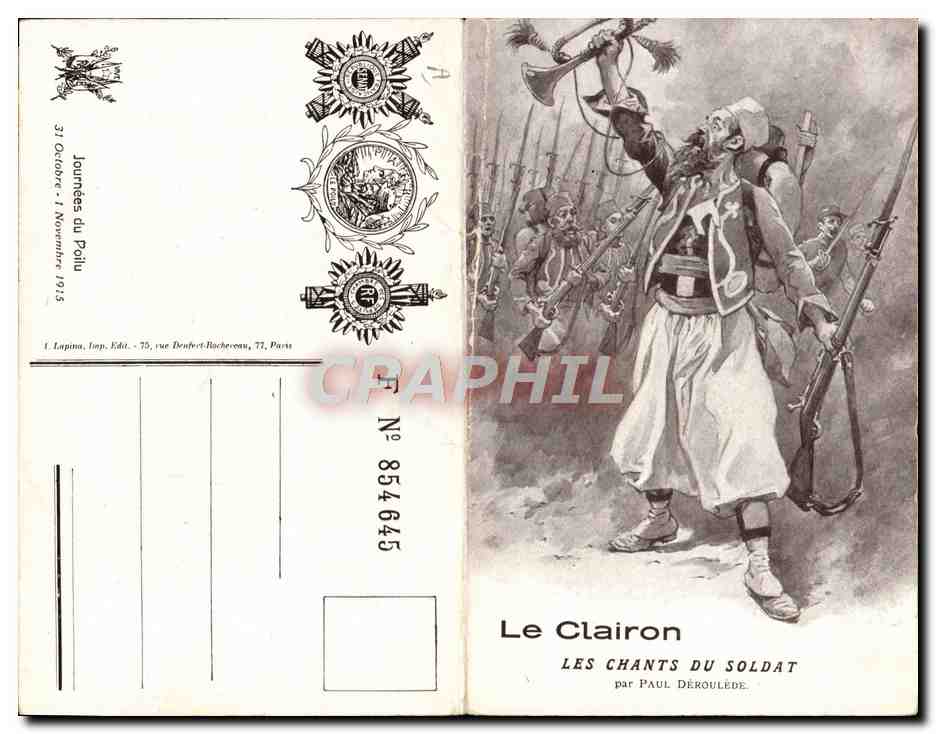 CPA Fantaisie Militaria Le clairon Les chants du soldat Paul Deroulede