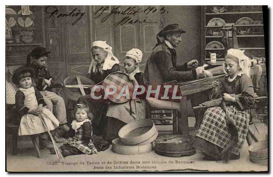 CPA Folklore Tissage de tamis et de cribles dans une famille de Bannalec 