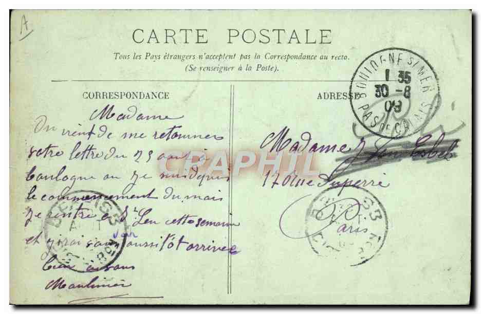 CPA Folklore Type de marin  — Verso