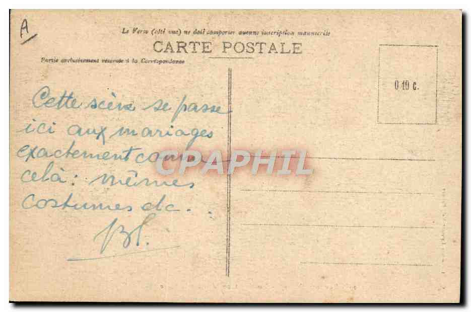 CPA Folklore Environs d'Auray Noce bretonne dansant la ridee — Rückseite