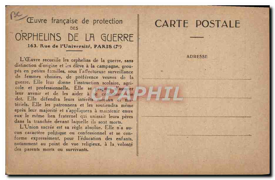 Viroflay (Seine-et-Oise) — Ein Schlafraum der Maternelle — Französisches Werk zur Schutz der Kriegswaisen — Rückseite