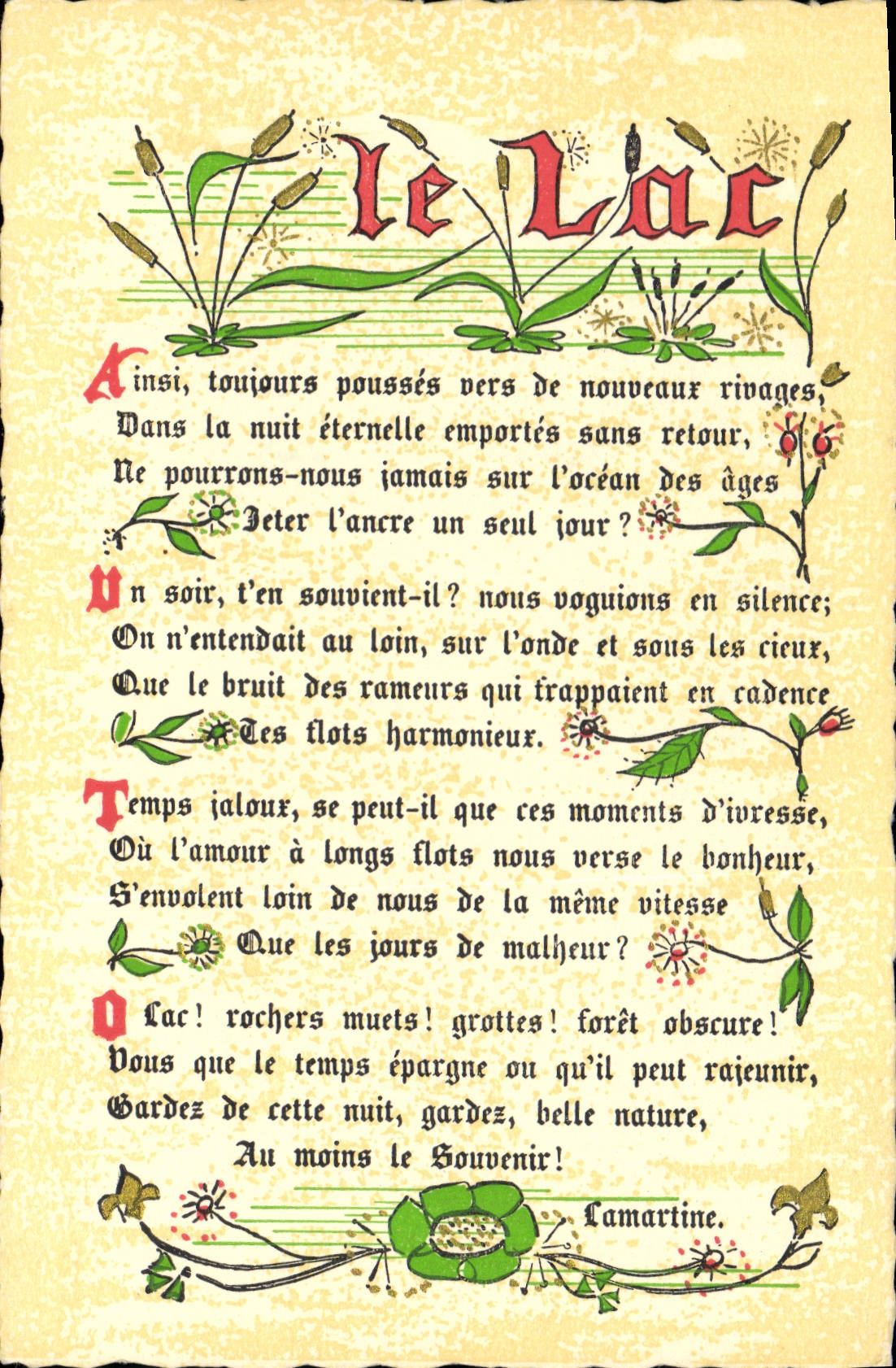 CPA Poesie Le lac Lamartine