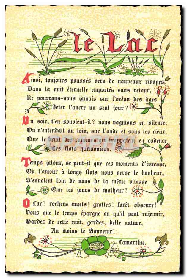CPA Poesie Le Lac Lamartine