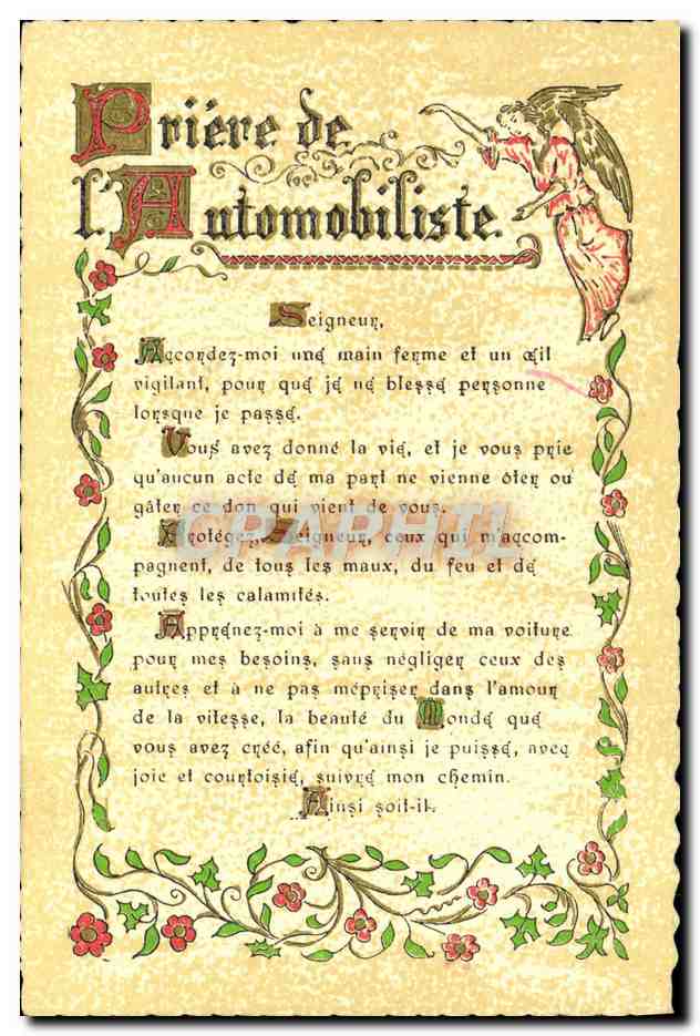 CPA Priere de l'automobiliste Automobile