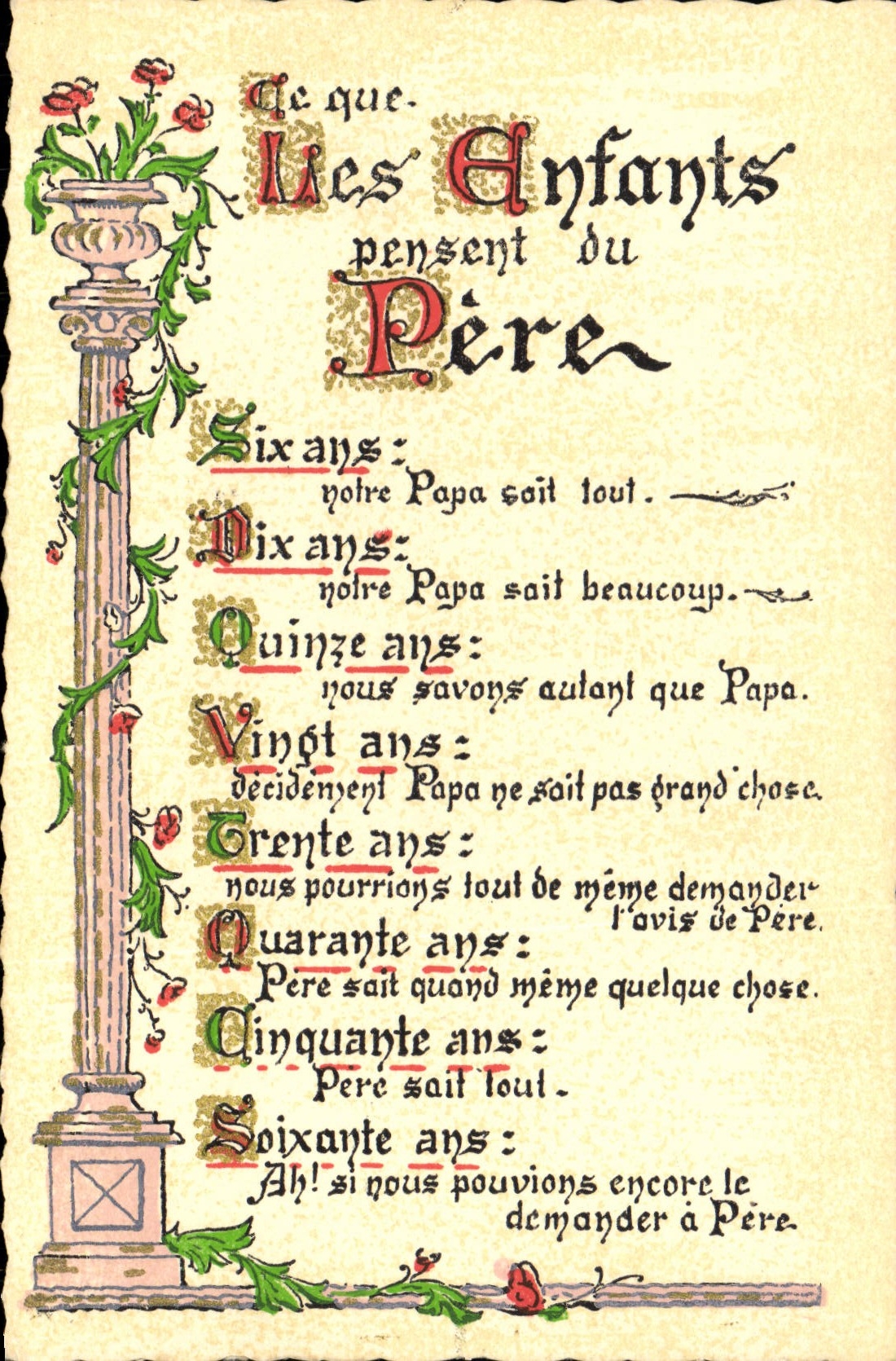 CPA Les enfants pensent du pere 