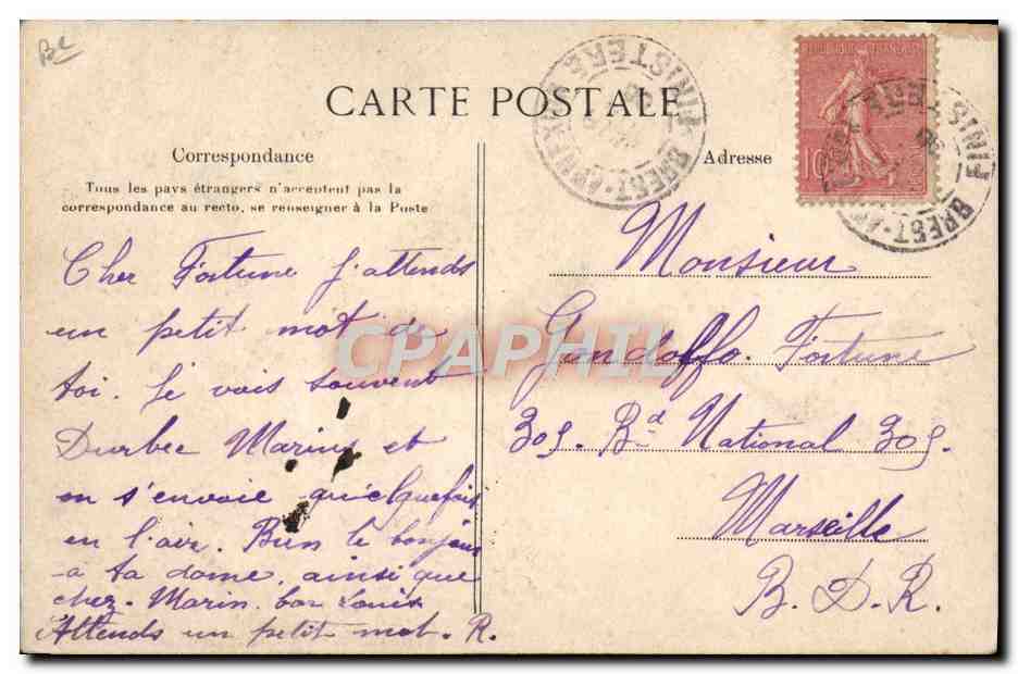 CPA Folklore Tabac Morlaix Vieille porteuse d'eau fumant la pipe  — Verso