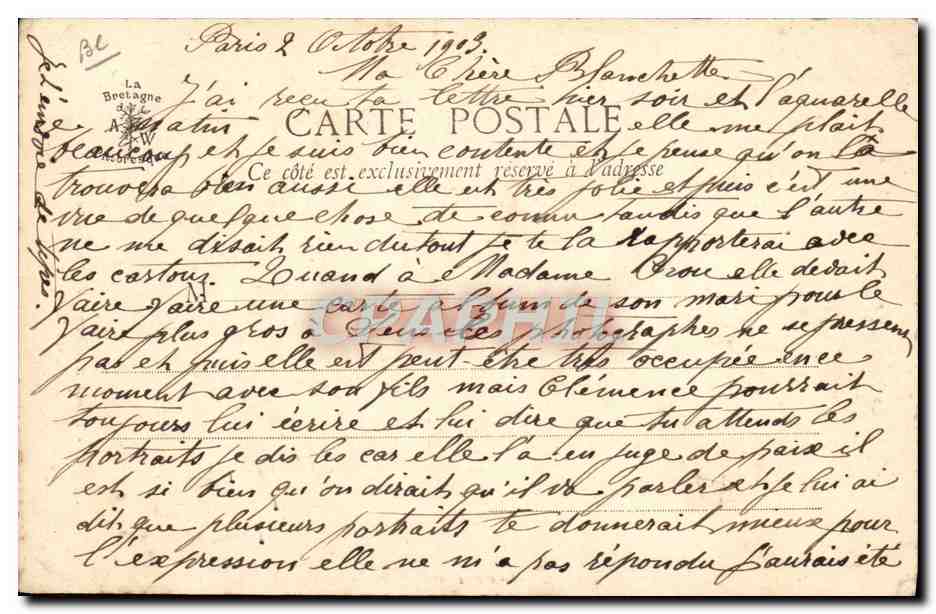 CPA Folklore Tabac Bretagne Types bretons Vieille porteuse d'eau de Morlaux  — Verso